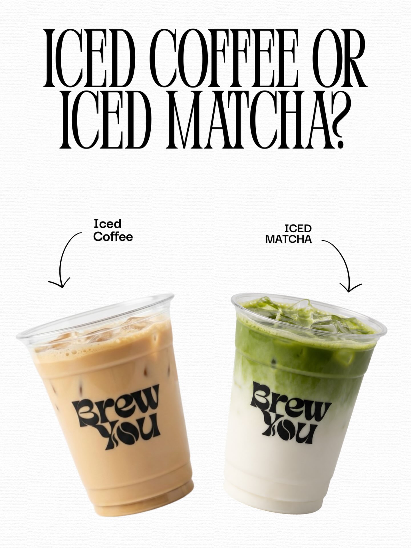 Iced coffee and iced matcha side by side
