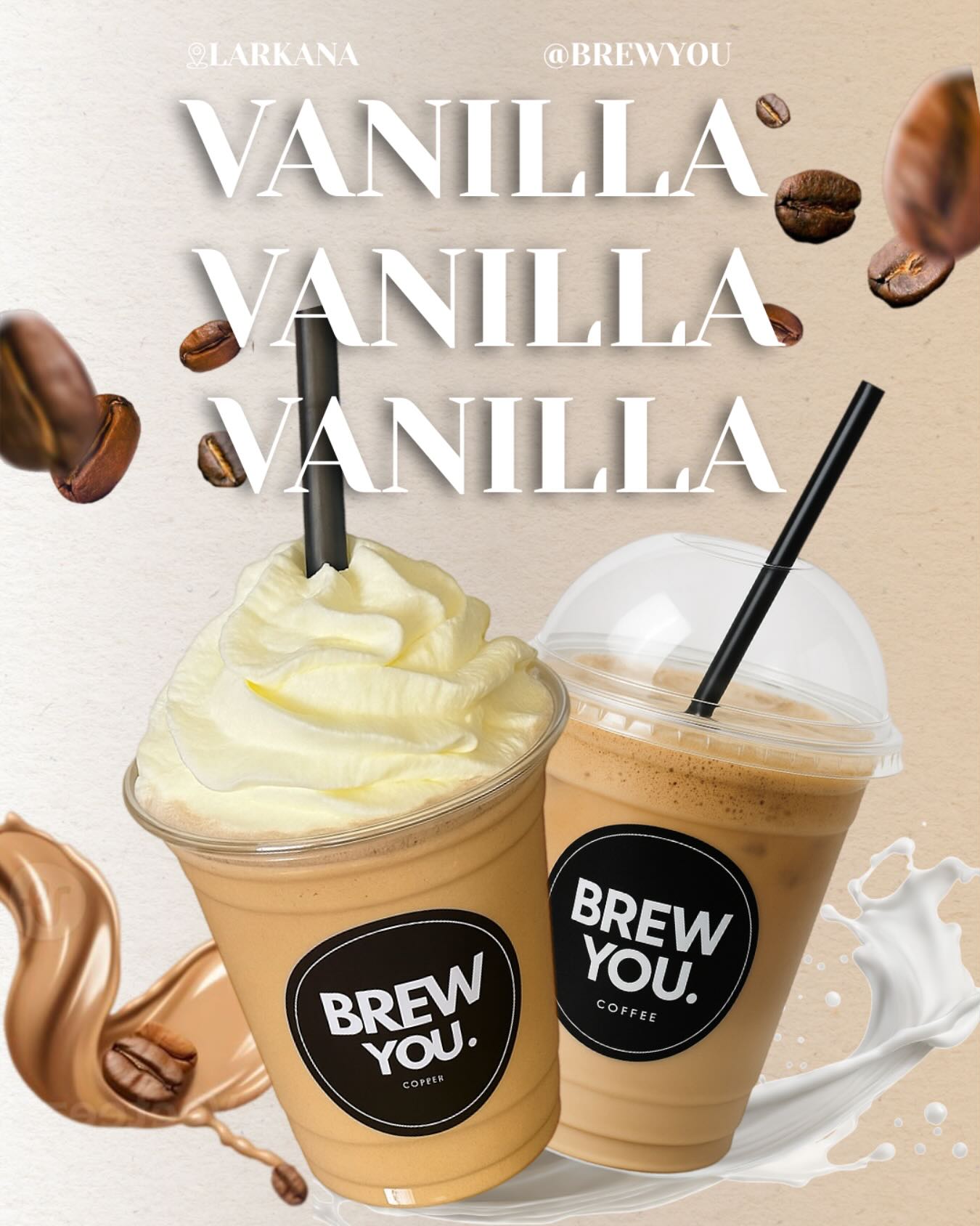 Vanilla frappé and iced vanilla latte